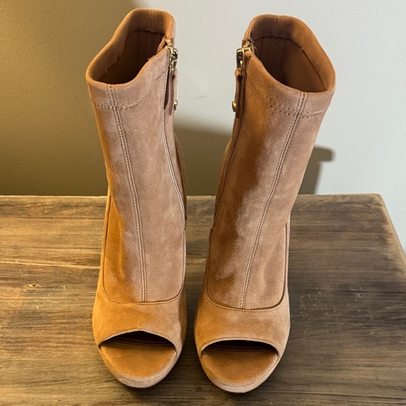 BCBGMaxAzria camel Peep-Toe Heeled Boots - Picture 9 of 11
